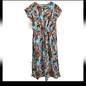 Russian Plus Size Abstract Colorful Maxi Summer Beach Dress ,56 ( 26 Inches) 3XL